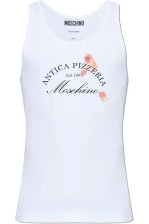 Moschino Koszulki, Mężczyzna, Biały, S, Biała Włoska Inspiracja Top Viskose