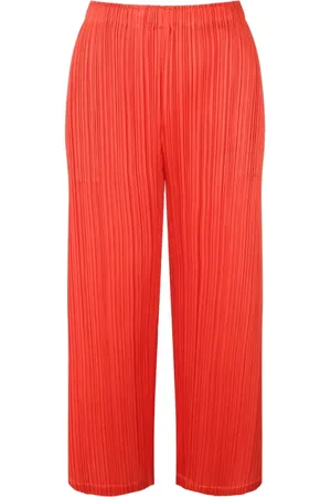 Issey Miyake Spodnie, Kobieta, Pomarańczowy, L, Plisowane Spodnie o Szerokich Nogawkach Luty Kolory