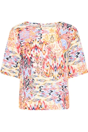 Ichi Koszulki, Kobieta, Wielobarwność, XL, Bluzka z nadrukiem Geranium Multi Ikat