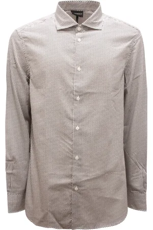 Emporio Armani Koszule, Mężczyzna, Biały, L, Koszula Regular Fit z Wzorem Onde
