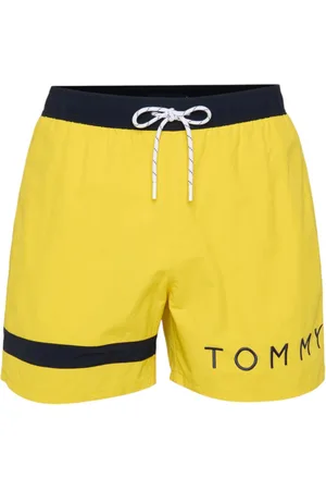 Tommy Hilfiger Stroje kąpielowe, Mężczyzna, Żółty, M, Nylon, Nylonowe kąpielówki z logo