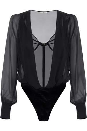 Elisabetta Franchi Koszulki, Kobieta, Czarny, M, Tiul, Czarny Wyrafinowany Kobiecy Top