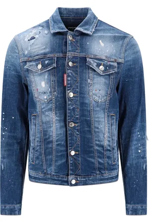 Dsquared2 Kurtki, Mężczyzna, Niebieski, L, Włoskie Kurtki Jeansyowe dla Mężczyzn