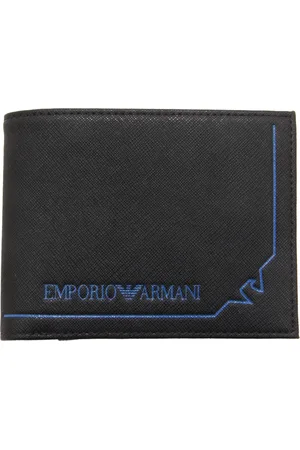 Emporio Armani Akcesoria, Mężczyzna, Czarny, ONE SIZE, Czarna Portmonetka z Kieszonką na Monety