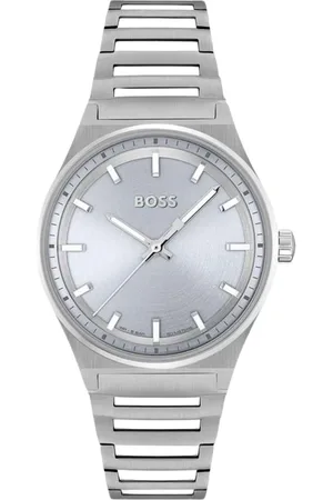 HUGO BOSS Akcesoria, Mężczyzna, Szary, ONE SIZE, Srebrny Zegarek Analogowy z Niebieską Tarczą