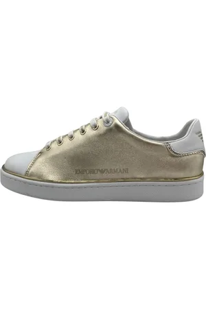 Emporio Armani Buty, Kobieta, Wielobarwność, 40 EU, Złote i białe sneakersy z wegańskiej skóry