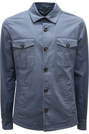 MAZZARELLI Kurtki, Mężczyzna, Niebieski, S, Trani Overjacket Koszula Kurtka