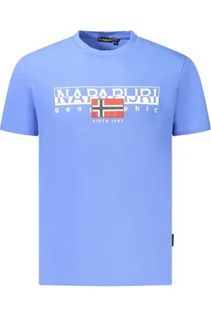Napapijri Koszulki, Mężczyzna, Niebieski, S, T-shirt z odważnym nadrukiem