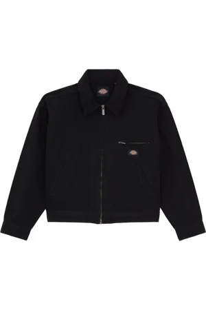 Dickies Kurtki, Kobieta, Czarny, S, Czarna Kurtka Canvasowa z Zapięciem na Zamek