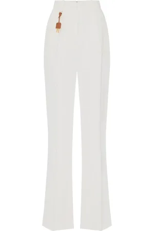 Elisabetta Franchi Spodnie, Kobieta, Beżowy, M, Len, Ivory Palazzo Spodnie Regular Fit