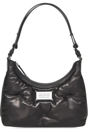 Maison Margiela Torebki, Kobieta, Czarny, ONE SIZE, Nylon, Czarna skórzana torba na ramię z pikowanym detalem