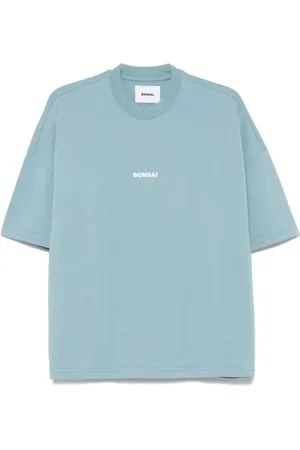BONSAI Koszulki, Mężczyzna, Niebieski, XL, Koszulka z Logo Drop Shoulder Krótkie Rękawy