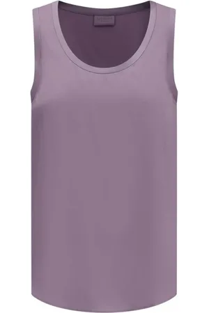 Brunello Cucinelli Koszulki, Kobieta, Fioletowy, M, Jedwabny Top z Głębokim Dekoltem