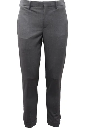 Neil Barrett Spodnie, Mężczyzna, Szary, S, Spodnie Slim Fit z Szarej Wełnianej Mieszanki