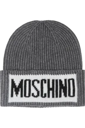 Moschino Akcesoria, Mężczyzna, Szary, ONE SIZE, Zrobiony na drutach wełniany czapka