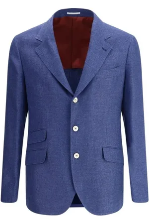 Brunello Cucinelli Kurtki, Mężczyzna, Niebieski, 3XL, Elegancki Żakiet lniany z Revers