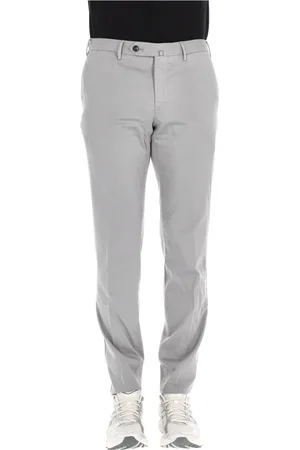 PT Torino Spodnie, Mężczyzna, Szary, XL, Spodnie Slim Fit z Bawełny i Jedwabiu Szare