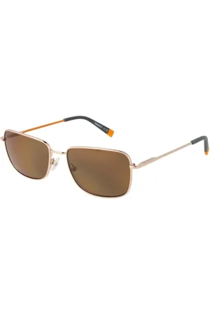 Timberland Akcesoria, Mężczyzna, Żółty, ONE SIZE, Złote Kwadratowe Okulary Polaryzacyjne z Etui