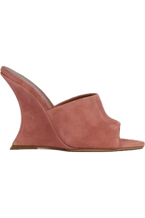 PARIS TEXAS Buty, Kobieta, Różowy, 39 EU, Zamsz, Rose Suede Open-Toe Curved Heel Mules