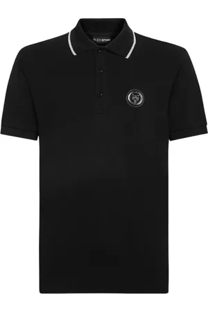 Philipp Plein Koszulki, Mężczyzna, Czarny, M, Czarna Koszulka Polo SS Tiger