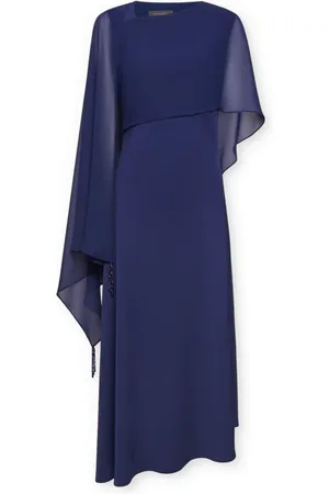 Elena Miro Sukienki, Kobieta, Niebieski, 6XL, Elegancka długa sukienka z szalem