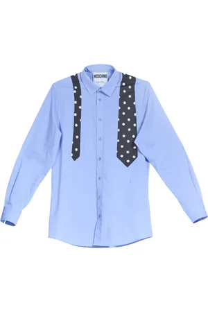 Moschino Koszule, Mężczyzna, Niebieski, 2XL, Niebieska Koszula z Nadrukiem Krawata