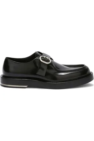 Jil Sander Buty, Mężczyzna, Czarny, 42 EU, Metalowy Obcas Skórzane Lordsy z Regulowanym Paskiem