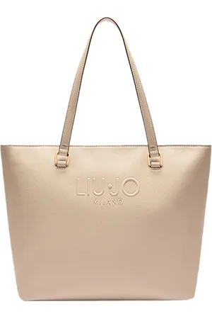 Liu Jo Torebki, Kobieta, Beżowy, ONE SIZE, Beżowa torba Shopper z detalem logo