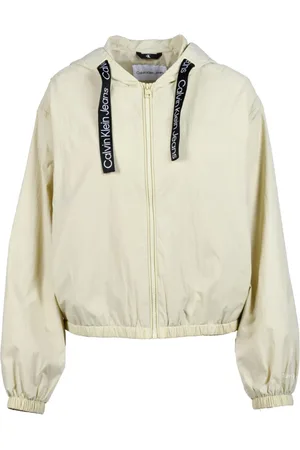 Calvin Klein Kurtki, Kobieta, Beżowy, S, Nylon, Kurtka wiatrówka z nylonu