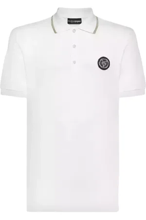 Philipp Plein Koszulki, Mężczyzna, Biały, L, Biała Koszulka Polo SS Tiger