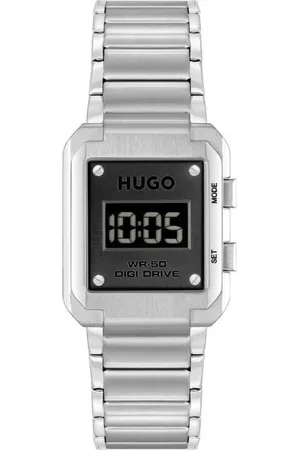HUGO BOSS Akcesoria, Mężczyzna, Szary, ONE SIZE, Nowoczesny Kwarcowy Cyfrowy Zegarek ze Stali Nierdzewnej