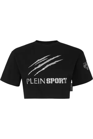 Philipp Plein Koszulki, Kobieta, Czarny, L, Czarny Krótki Top z Logo