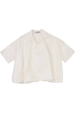 SUNNEI Bluzki, Kobieta, Biały, S, Puchaty Jedwabny Polo Shirt