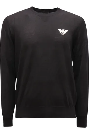 Emporio Armani Swetry, Mężczyzna, Niebieski, M, Granatowy Sweter z Wełny Emporio Model 6L1Mxg