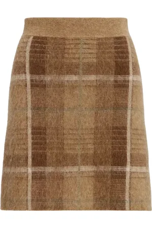 Ralph Lauren Spódnice, Kobieta, Beżowy, S, Beżowa spódnica mini w kratę
