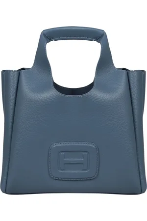 Hogan Torebki, Kobieta, Niebieski, ONE SIZE, Młotkowana Skórzana Torba
