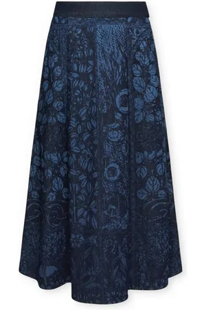 Elena Miro Spódnice, Kobieta, Niebieski, 4XL, Denim, Midi spódnica z wycinanego denimu