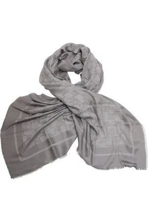 Elisabetta Franchi Akcesoria, Kobieta, Szary, ONE SIZE, Elegancki Szal Pashmina z Logo Jacquard