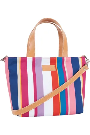 Gallo Torebki, Kobieta, Wielobarwność, ONE SIZE, Mała biała torba shopper z wielobarwnymi paskami dla kobiet