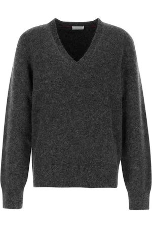 Salvatore Ferragamo Swetry, Mężczyzna, Szary, L, Nylon, Sweter z alpaki z dekoltem V