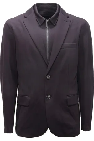 Emporio Armani Kurtki, Mężczyzna, Niebieski, S, Granatowa Elastyczna Kurtka z Zdejmowanym Przodem