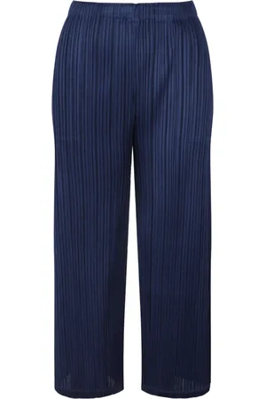 Issey Miyake Spodnie, Kobieta, Niebieski, L, Plisowane Spodnie o Szerokich Nogawkach Luty Kolory