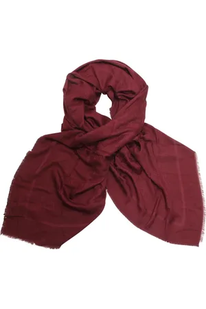 Elisabetta Franchi Akcesoria, Kobieta, Czerwony, ONE SIZE, Szal Pashmina z motywem dżakardu w kolorze burgundzkim