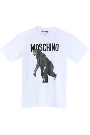 Moschino Koszulki, Mężczyzna, Biały, S, Biała Orango Graficzna Bawełniana Koszulka