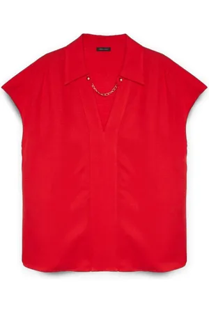 Fiorella rubino Bluzki, Kobieta, Czerwony, 5XL, Len, Bluzka z łańcuchem z włókien Tencel™