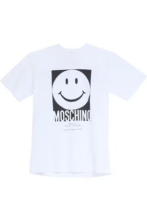 Moschino Koszulki, Mężczyzna, Biały, L, Smiley® Graficzny Nadruk Biała Bawełniana Koszulka