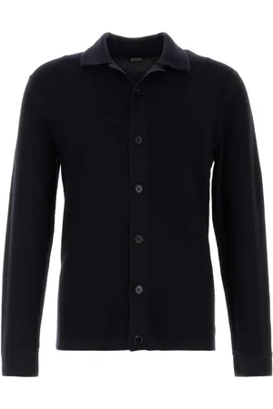 Ermenegildo Zegna Swetry, Mężczyzna, Niebieski, M, Wełna, Czysta Wełna Sweter Koszula