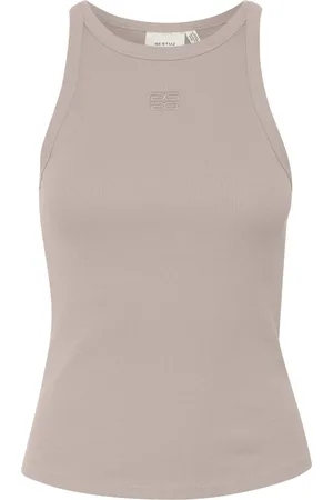 Gestuz Koszulki, Kobieta, Szary, S, Cropped Logo Tank Top Rock Ridge