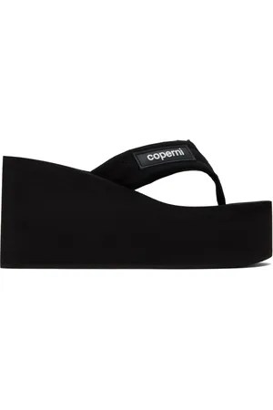 COPERNI Buty, Kobieta, Czarny, 37 EU, Czarne Sandały na Koturnie z Aplikacją Logo