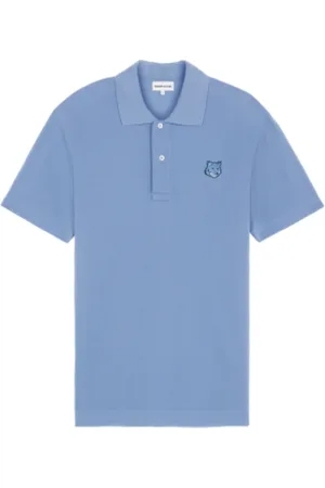 Maison Kitsuné Koszulki, Mężczyzna, Niebieski, M, Polo z naszywką Lisiej Głowy Niebieski